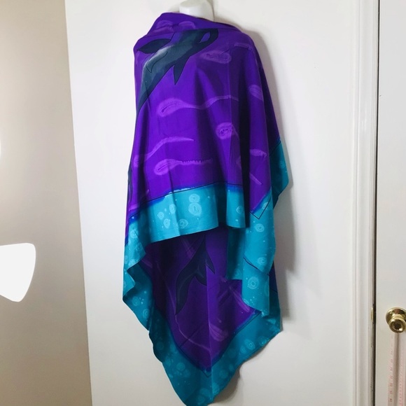 Celina scarf wrap purple silk feel whale ocean - Picture 1 of 7